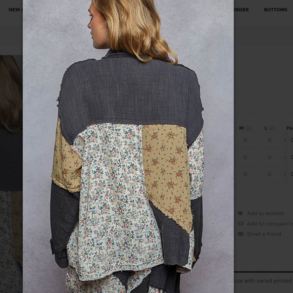 💕 POL “ SONOMA 2 “ POL Top in Double Gauze and Woven Patchwork Design 84 - Picture 4 of 5